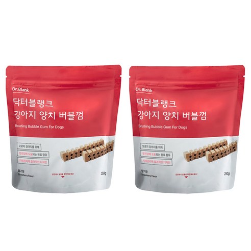 닥터블랭크 강아지 양치 버블 덴탈껌, 딸기, 250g, 2개
