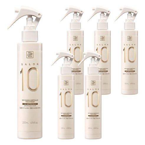 미쟝센 살롱10 노워시 앰플 트리트먼트 극손상 모발용, 200ml, 6개