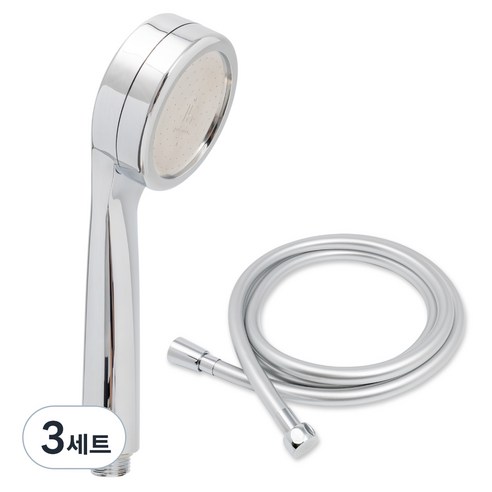 제일바스 샤워기 헤드 + 물때방지 PVC 호스 1.5m, 3개, 실버