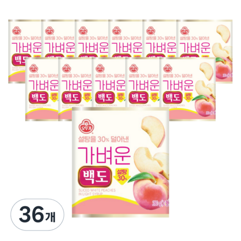 오뚜기 가벼운 백도 통조림, 36개, 280g