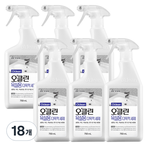 오클린 욕실용 다목적 세제 용기, 750ml, 18개