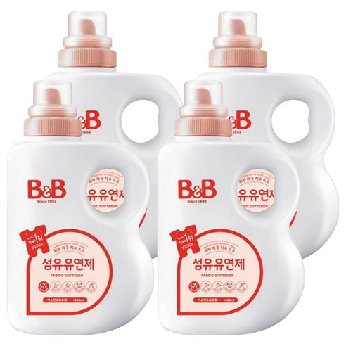 비앤비 섬유유연제 자스민 앤 로즈 본품, 1.8L, 4개
