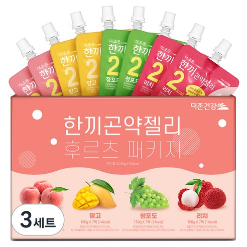 더존건강 한끼곤약젤리 복숭아 150ml x 7p + 와일드 망고 150ml x 7p + 청포도 150ml x 7p + 리치 150ml x 7p 세트, 4.2L, 3세트