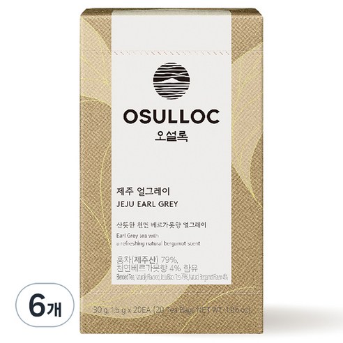 오설록 제주 얼그레이 티백, 1.5g, 20개입, 6개