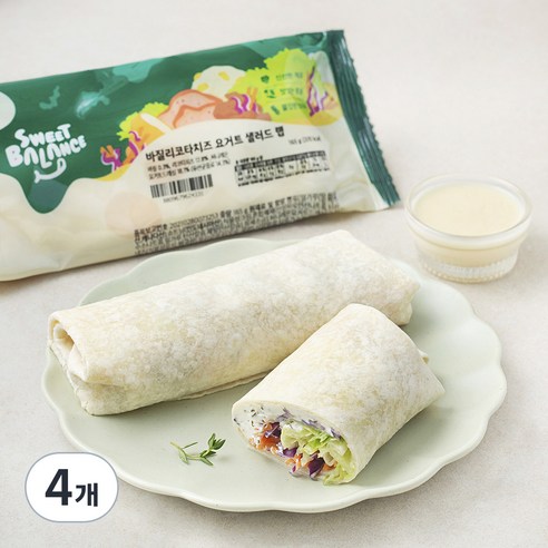스윗밸런스 바질리코타치즈 요거트 샐러드 랩, 165g, 4개