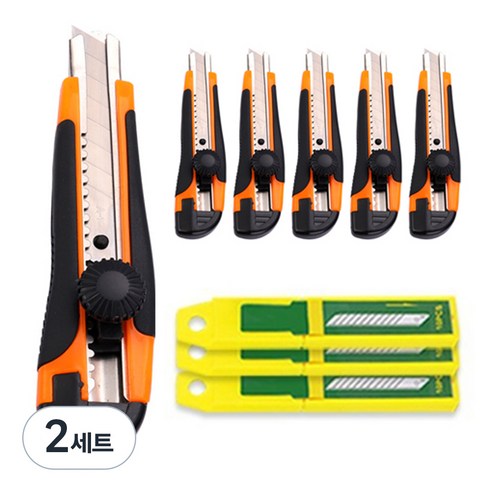 다다 대형 전문가용 잠금식 스크류 러버 커터칼 6개 + 날 30개, 랜덤발송, 2세트