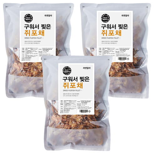 마켓밀러 구워서 찢은 쥐포채, 500g, 3개