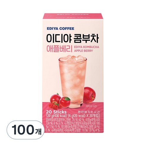 이디야커피 콤부차 애플베리, 5개, 20개입, 6g