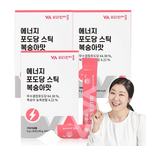 비타민마을 에너지 포도당 스틱 복숭아맛 30p, 6g, 30개입, 3개