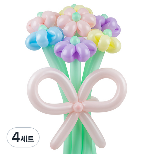 셈퍼텍스 요술풍선 데이지 튤립 꽃다발 만들기 세트, 소프트 4색혼합, 4세트