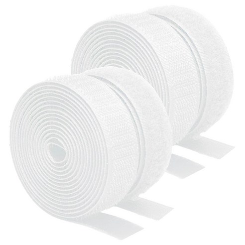 쿠말 접착 초강력 벨크로 테이프 갈고리면 20mm x 10m + 부착면 20mm x 10m 세트, 화이트, 2세트