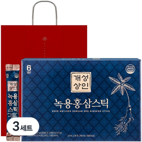개성상인 녹용 홍삼 스틱 30개입 + 쇼핑백, 300ml, 1개
