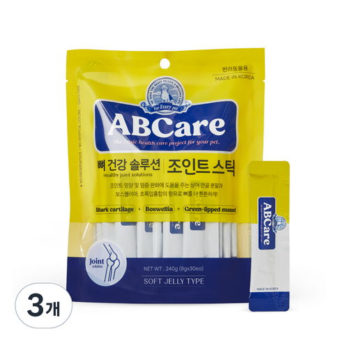 에이비씨케어 반려동물 순살스틱 간식, 조인트, 240g, 3개