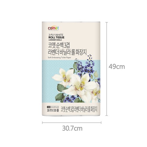 코멧 순백 3겹 라벤더 바닐라 롤화장지 30m, 30개입, 2개