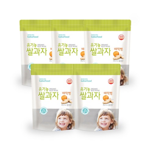 베베푸드 유기농 쌀과자 떡뻥 20g, 배, 5개