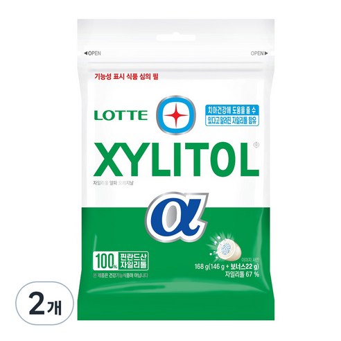 롯데자일리톨 알파 오리지날 리필, 168g, 2개