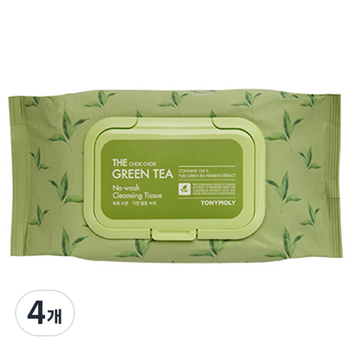 토니모리 더 촉촉 그린티 노-워시 클렌징 티슈, 100매입, 4개