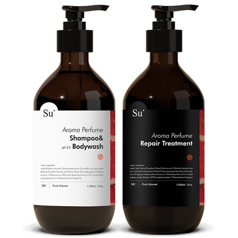 수오가닉 아로마 퍼퓸 프루트샤워 샴푸워시 1050ml + 트리트먼트 1050ml 세트, 1세트