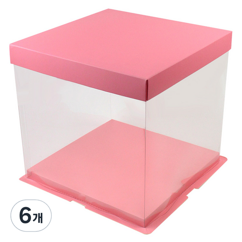 아이엔피 사각 포장상자 4호 260 x 260 x 250 mm, 핑크 + 투명(상자), 6개