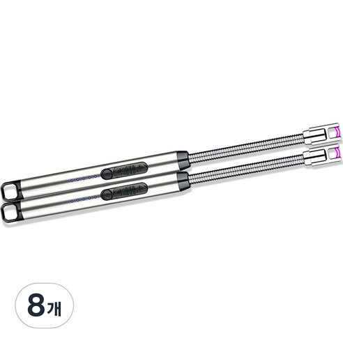 노바리빙 플렉시블 USB 충전식 플라즈마 라이터, 실버, 8개