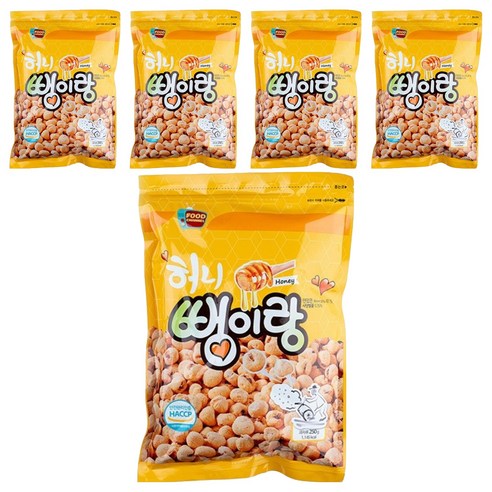 우리식품 허니 뻥이랑, 250g, 5개