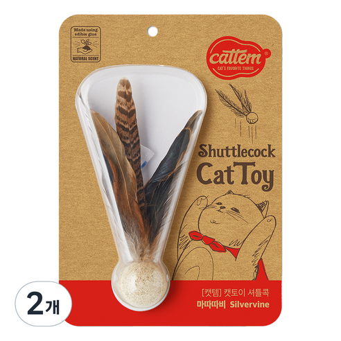 캣템 고양이 셔틀콕 장난감 3 x 16 cm, 2개, 마따따비