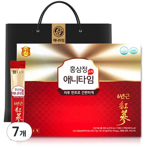 종근당 홍삼정 애니타임 스틱 + 쇼핑백, 30회분, 7개