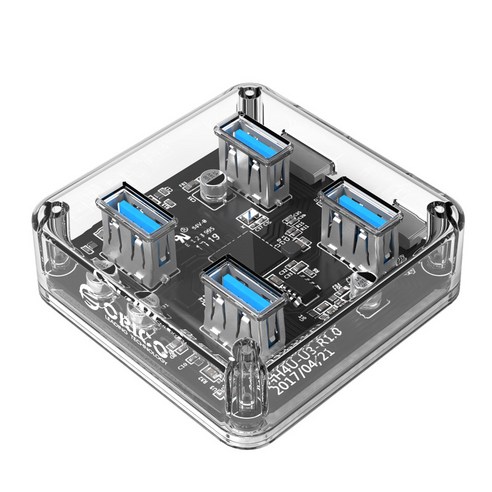   오리코 USB3.0 무전원 허브 MH4U-U3-10, 투명