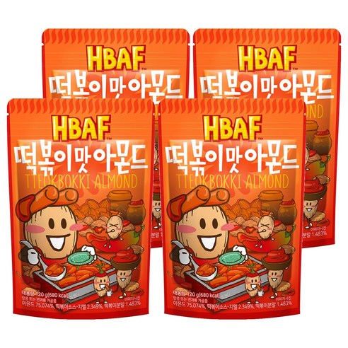 바프 떡볶이맛 아몬드, 120g, 4개