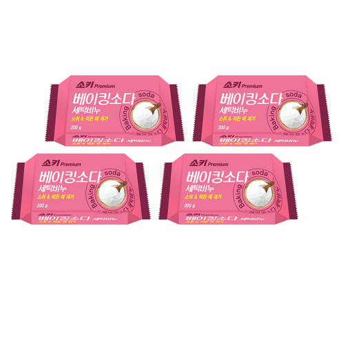 소키 베이킹 소다 세탁비누, 200g, 4개
