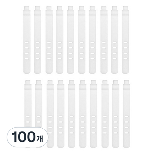 일상숲 실리콘 스트랩 케이블 타이, 화이트, 100개