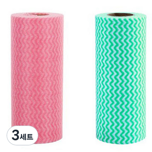 롤타입 간편 수세미 2종 세트, 3세트, 레드, 그린