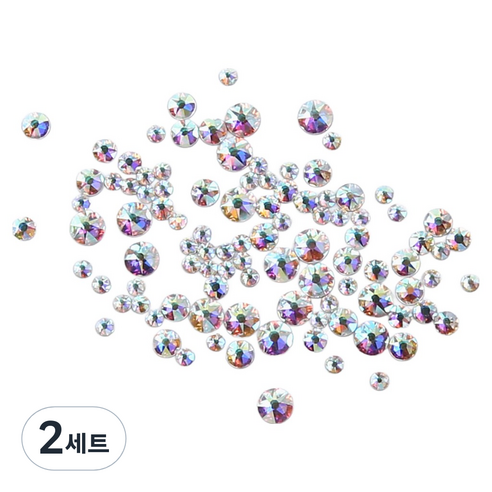 젤로젤로 프리미엄 네일 스톤 100p 세트, 2세트, JCS-02 원형 AB 혼합