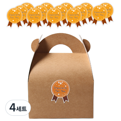 피크닉하우스 케익선물상자 소 15p + 브라운메달스티커 15p, 크라프트, 4세트