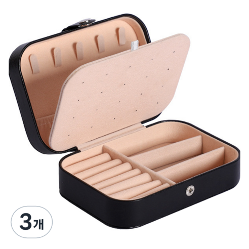 세컨드베스트 사각 이중 보관 악세사리보관함 16 x 11 x 5 cm, 블랙, 3개