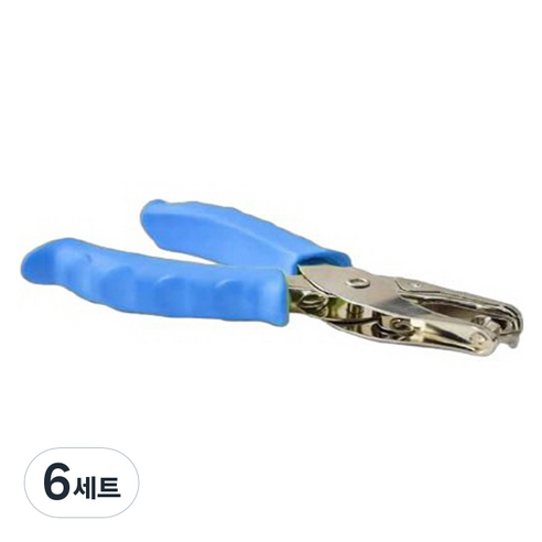 마다꾸미 컬러 핸드 1공 펀치 6mm, 블루, 6세트