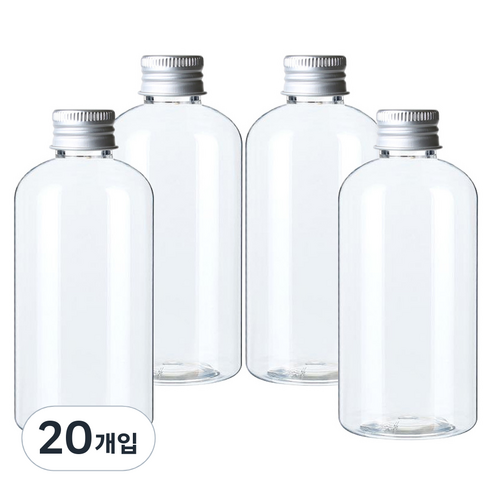 병도매닷컴 DTB250 투명 음료용기 알루미늄 실버캡, 250ml, 20개