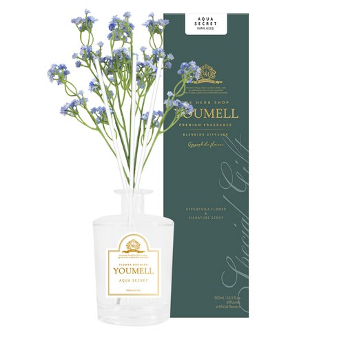 유멜 안개꽃 디퓨저, 아쿠아시크릿, 500ml, 1개