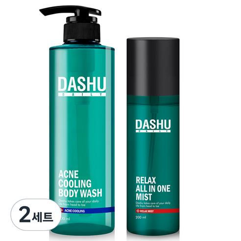 다슈 데일리 아크네 쿨링 등드름 바디워시 500ml + 데일리 릴렉스 올인원 바디미스트 200ml 세트, 2세트