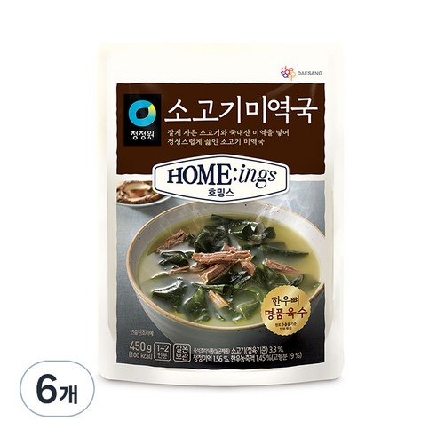 청정원 호밍스 소고기미역국, 450g, 6개