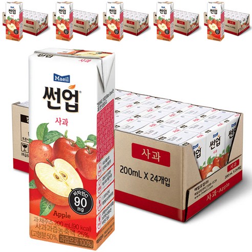 썬업 사과주스, 200ml, 144개