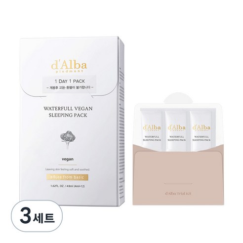 달바 워터풀 슬리핑팩 4ml x 12p + 키트 4ml x 3p 세트, 3세트, 48ml