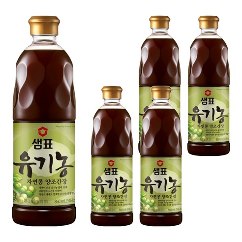 샘표 유기농 자연콩 양조간장, 860ml, 5개