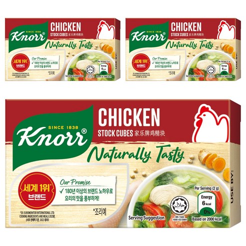 크노르 스톡 큐브 치킨 순한맛, 60g, 3개