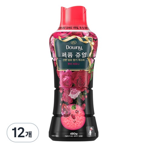 다우니 퍼퓸 쥬얼 향기 부스터 루비 피오니, 480g, 12개