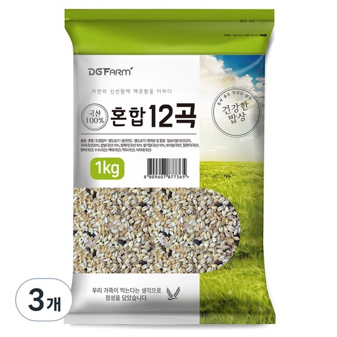 건강한밥상 국산 혼합 12곡, 1kg, 3개