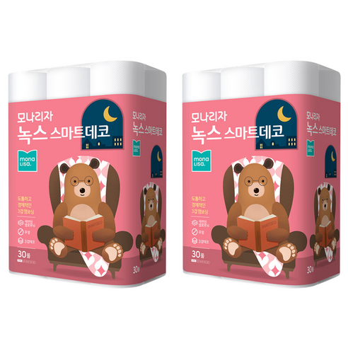 모나리자 녹스 스마트데코 3겹 고급롤화장지, 27m, 30롤, 2개