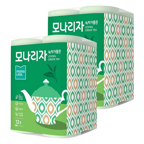 모나리자 녹차가 좋은 화장지 30m, 2팩, 12롤