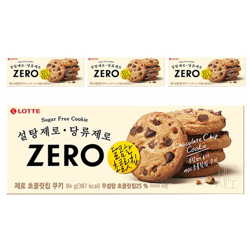 롯데제과 제로 초콜릿칩쿠키, 84g, 4개