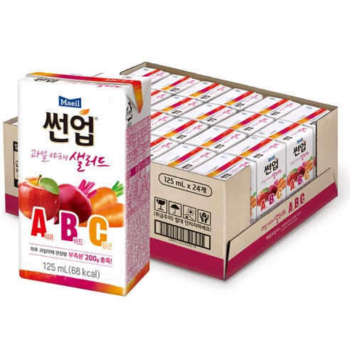   매일유업 썬업 과일야채 샐러드 ABC 주스, 125ml, 24개